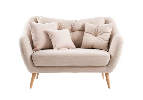 Small, chic Scandinavian-style sofa in beige with clean lines and ...