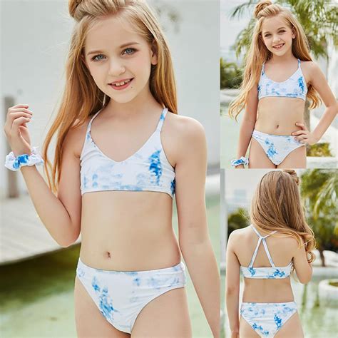 Buy Girls Holiday Cute Gradient Color Bikini Set Two Piece Swimsuit ...