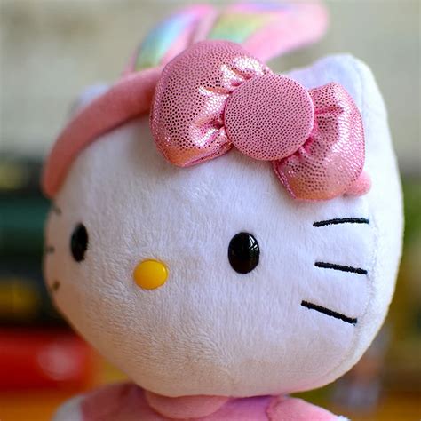 Hello Kitty Bow Cartoon Rainbow Candy Pattern Plush Toys - KawaiiMerch.com