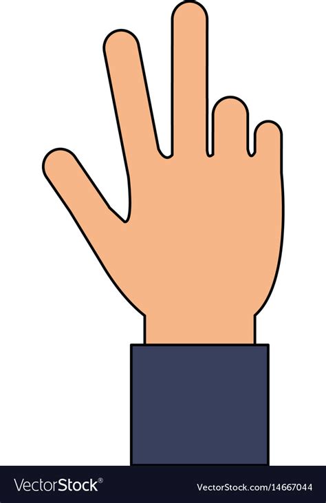 Color image cartoon hand with three fingers up Vector Image