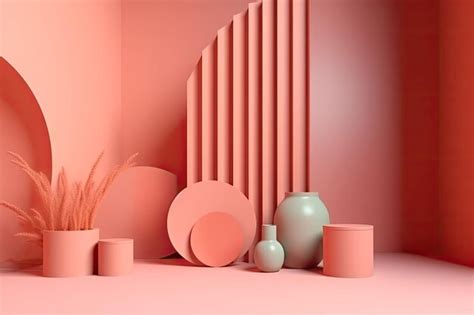 Premium AI Image | Colorful ceramic vases arranged on a bright pink ...