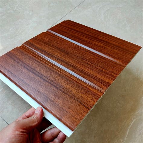 300*8mm Two Groove PVC Ceiling Panel Wooden Laminated Wall Panel PVC ...