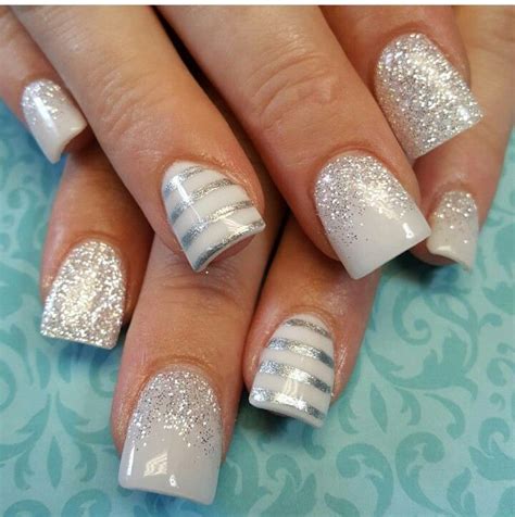 Christmas Nails White With Glitter