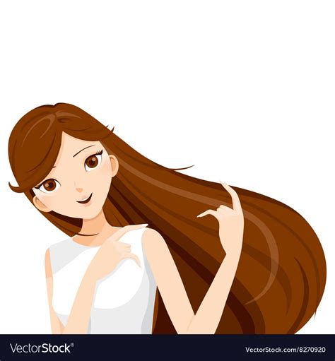 Young Woman With Long Brown Hair Royalty Free Vector Image