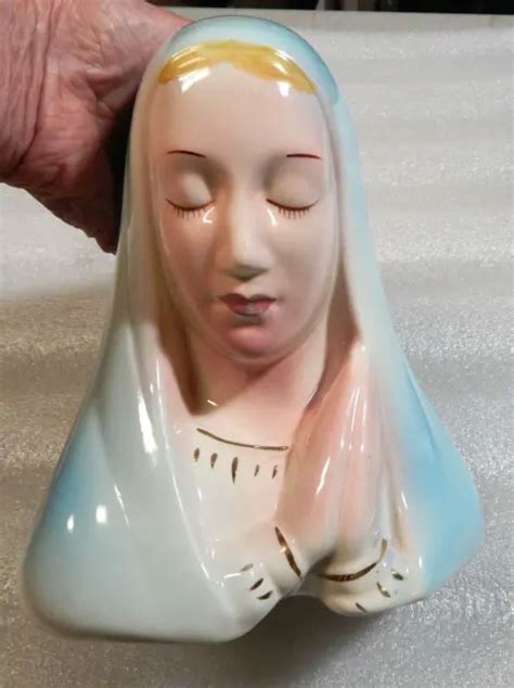 VINTAGE 1940S VIRGIN Mary Planter Vase Praying Hands Madonna 8 1/2 ...