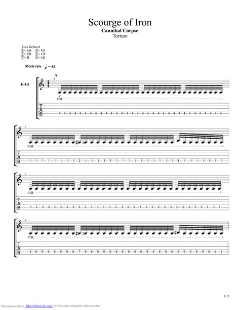 Scourge Of Iron guitar pro tab by Cannibal Corpse @ musicnoteslib.com