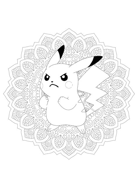 Angry Pikachu Mandala Coloring Pages - 2 Free Coloring Sheets (2020 ...