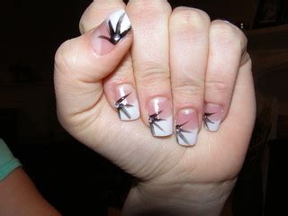 nail extensions with nail art | nail art with black stripes … | Flickr