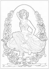 Coloring Of A Young Woman In The pin Up 50s Style From Gallery  sketch template