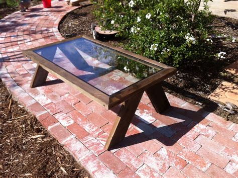 Reclaimed glass top coffee table | Glass top coffee table, Outdoor decor, Outdoor table