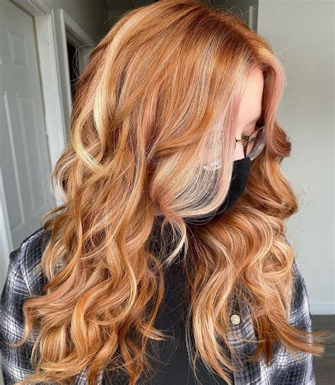 Red Hair with Rose Gold Highlights | Stunning Fall Hair Color