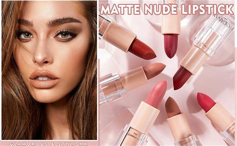 3PCS Matte Nude Lipstick Set Velvet Lip Gloss Non-Fading Non-Sticky Cup ...