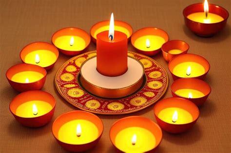 Premium AI Image | Diwali Diyas and Candle