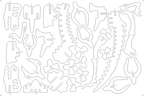 3D Dino Laser Cut DXF File | Vectors File