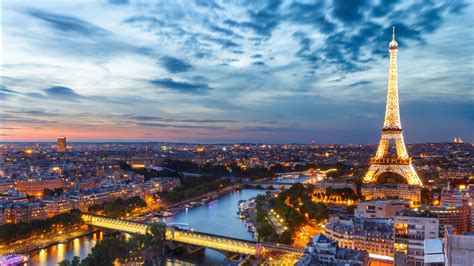 Aerial View Of Lighting Eiffel Tower And Paris City During Sunset 4K 5K HD Travel Wallpapers ...