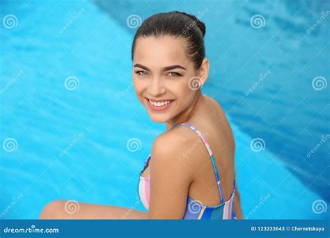 Young Woman in Bikini Near Swimming Pool Stock Image - Image of skin ...