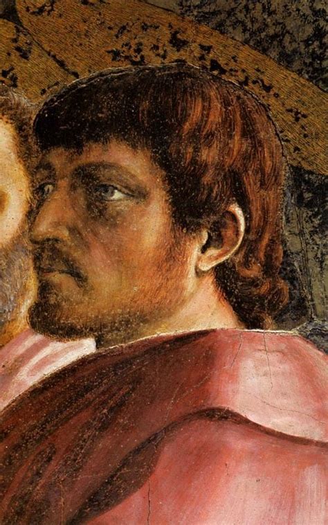 Masaccio, self-portrait, detail from The Tribute Money, 1425-8, fresco ...