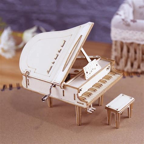 DIY Wooden Piano Music Box Grand Piano Figurine Decoration - Etsy