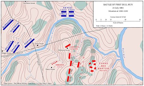 The Battle of Bull Run, situation at 12:00-12:30 (US Army Center of Military History taken from ...