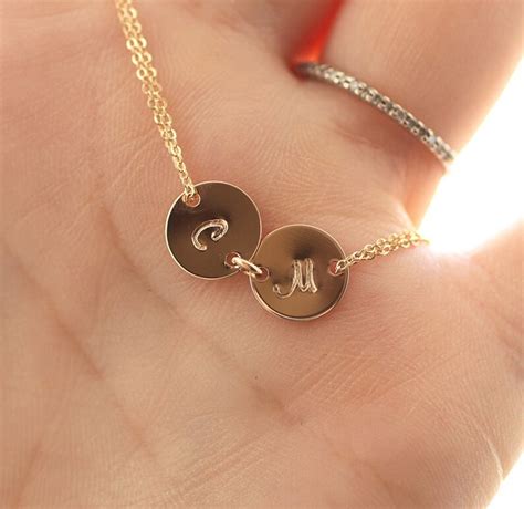 Two Initial Necklace Gold Filled 2 Initial Charms - Etsy