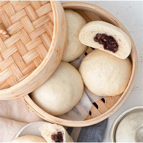 Steamed Red Bean Buns (Dou Sha Bao) - Catherine Zhang