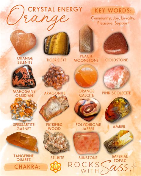 Forstå betydningen og energien bag krystalfarver - klipper med Sass Orange Crystals, Black ...