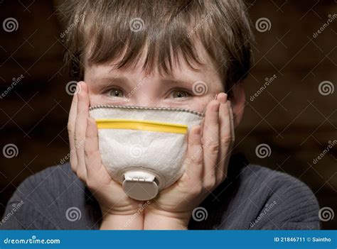 Young Boy with Pollution Mask Stock Image - Image of blond, mask: 21846711