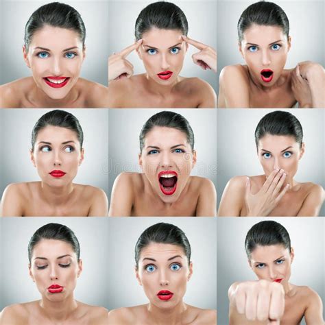 Young Woman Face Expressions Composite Stock Photography - Image: 28550842