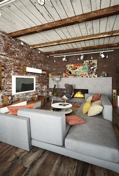 Small Industrial Apartment With Exposed Brick Walls - DigsDigs