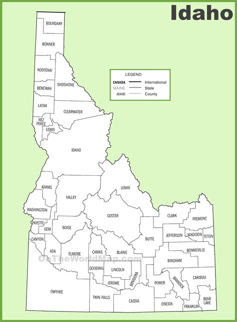 Idaho county map - Ontheworldmap.com