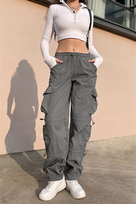 Y2K Loose Drawstring Low Waist Baggy Pockets Cargo Pants | Cargo pants ...