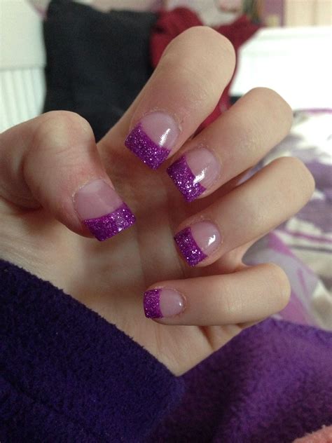 purple glitter tip nails Nail Tip Designs, Purple Nail Designs, Simple ...