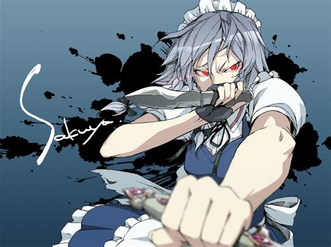 White Hair Anime Girl Holding Knife - Anime Wallpaper HD