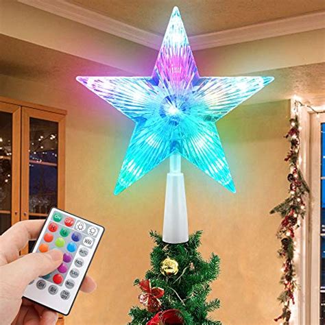 Christmas Tree Topper Star 7" LED Lighted Star Tree Top w/Remote ...