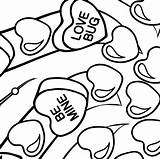 Valentine Candy Hearts Adult Coloring Page Printable  Etsy sketch template