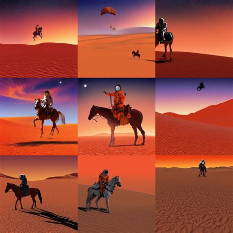 an astronaut riding a horse on the desert dunes of | Stable Diffusion | OpenArt