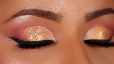 Soft Gold Glitter Cut Crease Makeup Tutorial (Hooded Eyes) - YouTube