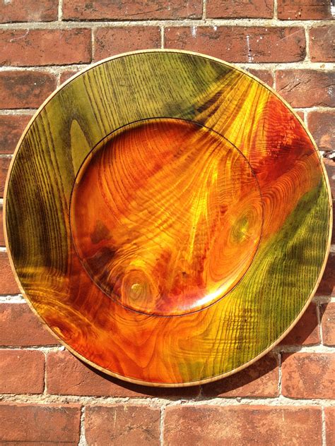 Green-turned Ash display platter - stained. Platter allowed to warp as the wood dried out. Wood ...