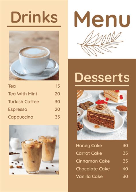 Coffee shop menu list with price | cafe menu template