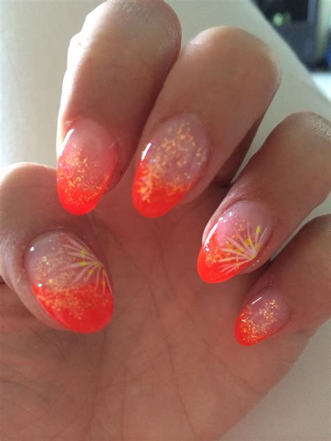 Bright Orange French Tip Nails - Beauty & Health