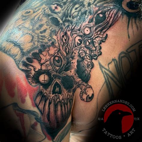 Freehand dark art | Tattoos, Skull, Skull tattoo