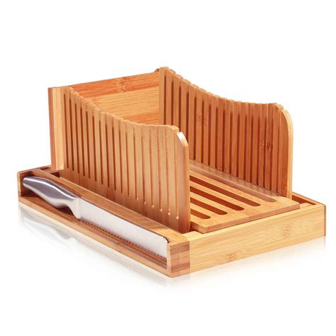 Bamboo Foldable Bread Tray Cutting Slices Wooden Manual Bread Slicer ...