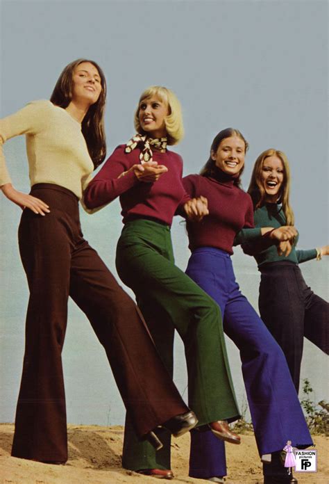 Mid to later 70s. High waisted flared pants and tight tops. Almost a ...