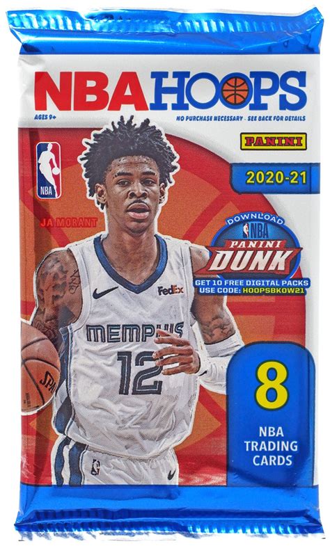 NBA Panini 2020-21 Hoops Basketball Trading Card RETAIL Pack 8 Cards - ToyWiz