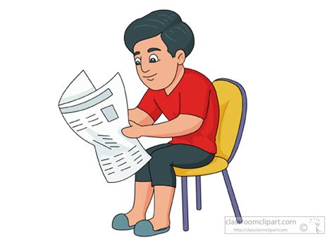 Reading Clipart- man-reading-news-paper-sitting-on-chair-clipart-945 - Classroom Clipart