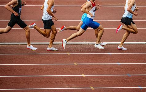 Group Male Athletes Run Middle Distance Stock Image - Image of exercise ...