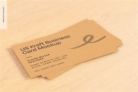 Premium PSD | Us kraft business cards mockup stacked