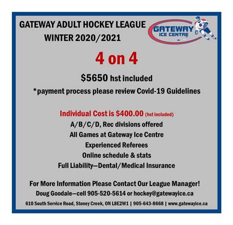 Adult Hockey – Gateway Ice Centre