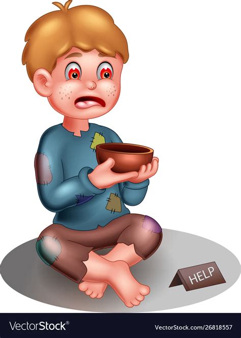 Poor boy cartoon Royalty Free Vector Image - VectorStock