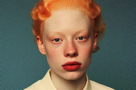 Albino woman red lips, vintage | Premium Photo - rawpixel